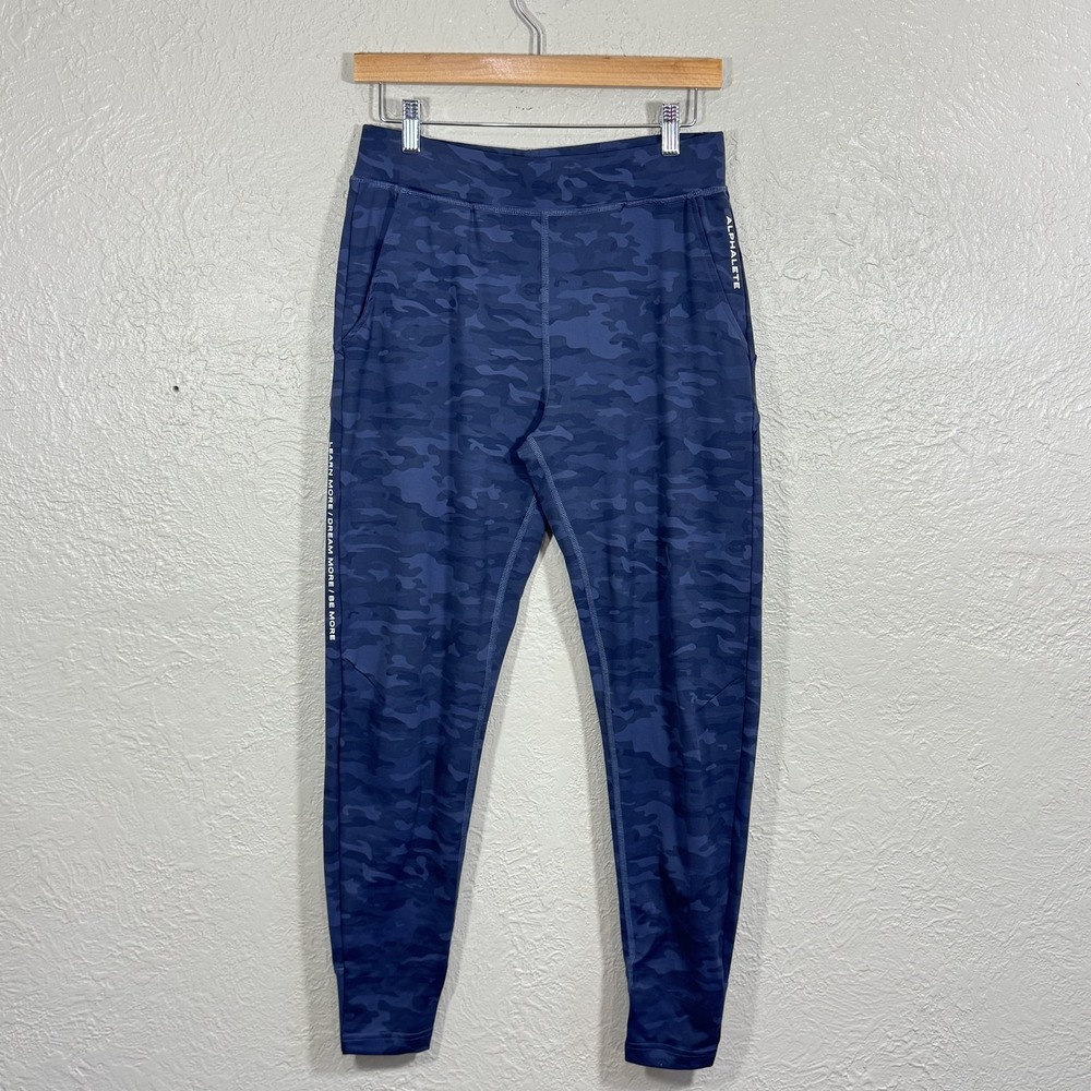 Alphalete Premium Pro Elite Jogger Dark Navy Camo Large Sweatpants Gym Logo Run